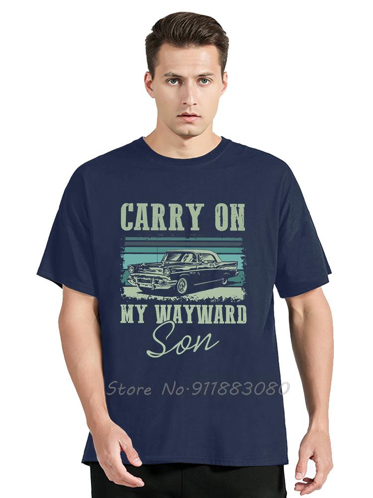 Carry On My Wayward Son Vintage Supernatural Oversized Tshirt Aesthetic Fitness T Shirt Unisexs Clothing Retro Cotton Tshirt