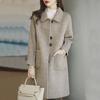 Women's Slim Fit Korean Style Wool Coat - New for 2024 Autumn/Winter, Thickened Medium-Long Design