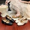 Summer new Mary Jane shoes fashionable retro versatile thick heel light mouth square head soft sole high heel small single shoes