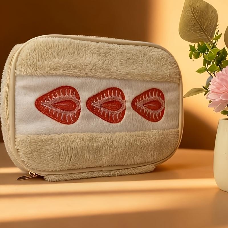 Очаровательная плюшевая вышитая косметичка, портативная ручная дорожная сумка для косметики, украшений и монет, без подвески