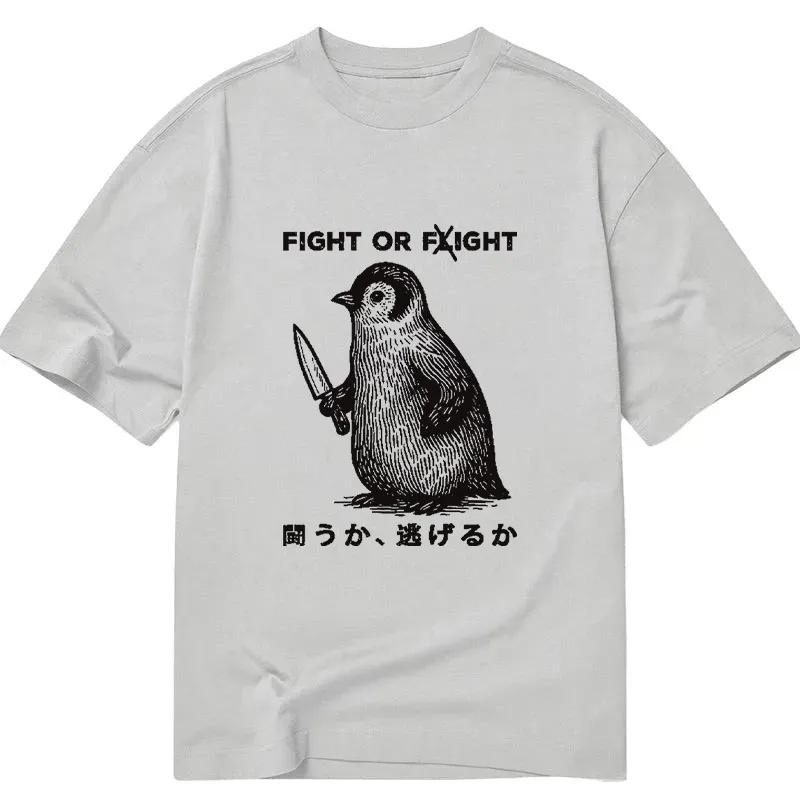 FIGHT OR FLIGHT Печатная хлопковая футболка с мемом для мужчин и женщин Модная удобная рубашка с коротким рукавом ВеснаЛето Новая коллекция