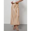 Элегантная атласная миди-юбка: Европейский и американский стиль, стройнящий с шелковистой текстурой