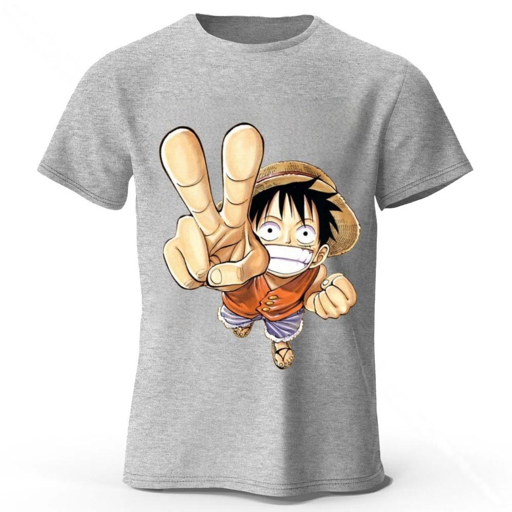 One Piece Луффи Лето Новый Чистый Хлопок Короткий Рукав Мужская и Женская Модная Уличная Одежда Большой Размер Свободная Спортивная Футболка