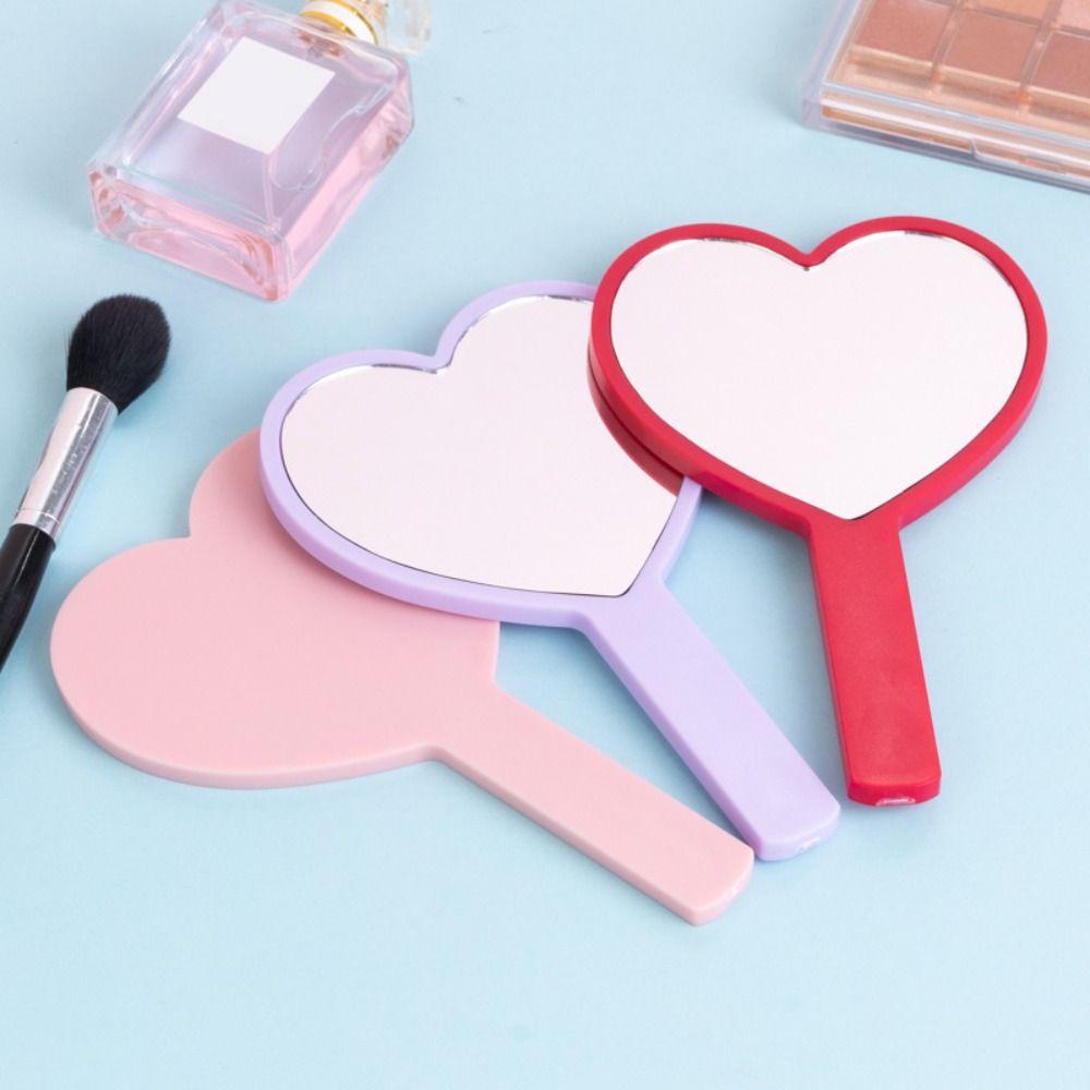 Cute Love Makeup Mirror Sweet Vanity Mirror Durable Heart Handle Mirror Eyelash Extensions