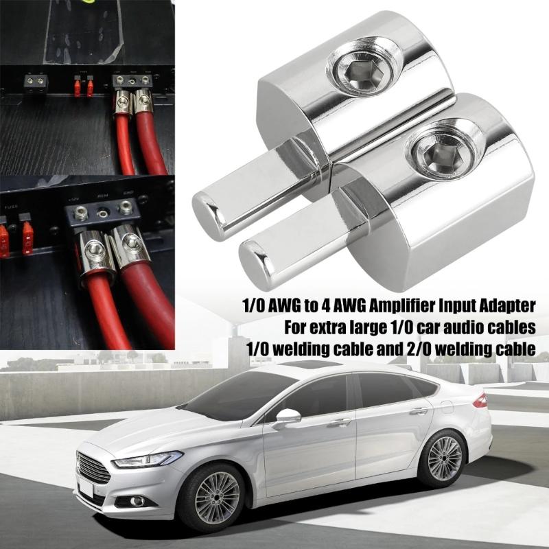 Pack of 2 Automotive High Conductivity 0GA to 4GA Copper Terminals Adapters for Vehicle Amplifier and Stereo Connections