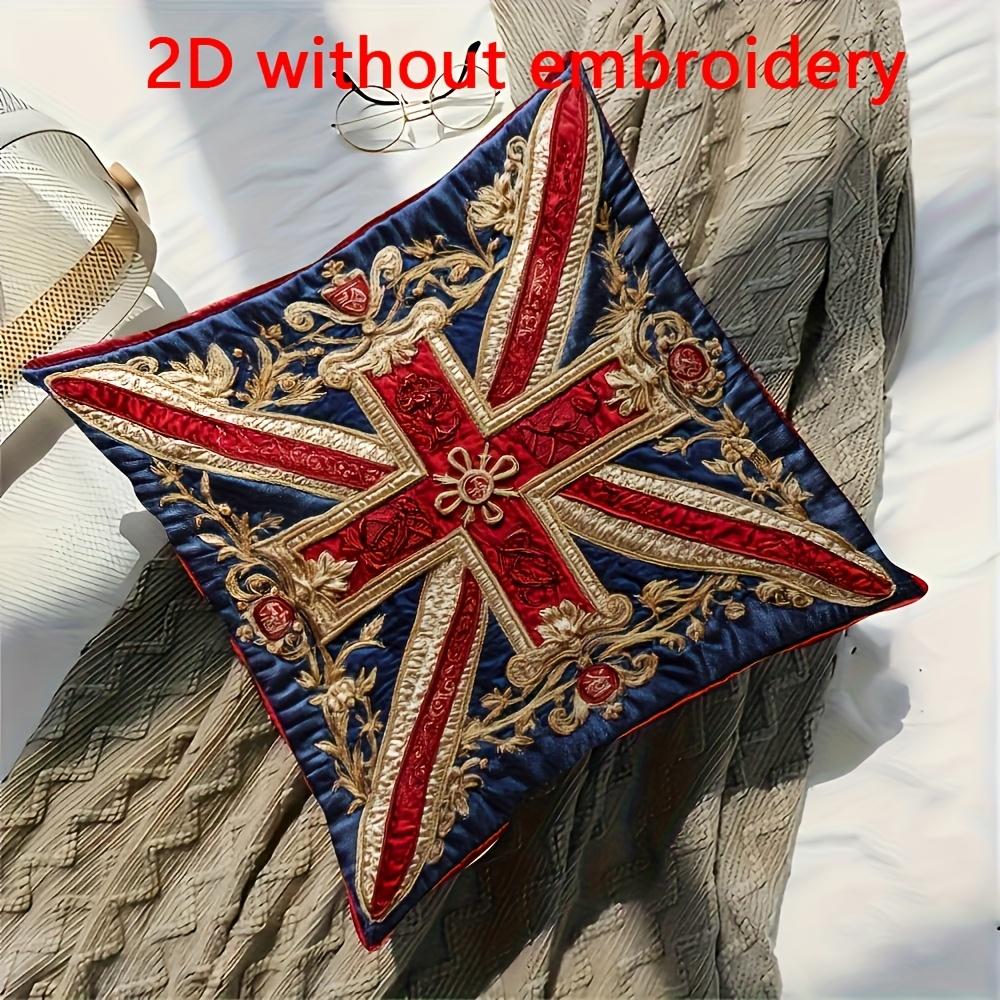 2D Printed Luxury Union Jack Pillow Cover Vintage Baroque Gold Effect Soft Throw Pillow Case For Uk Home Decor Gift