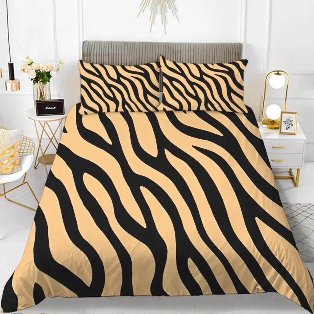 Пододеяльник с принтом зебры King Polyester Red Black Stripes Комплект постельного белья Wild Animal Zebra Wildlife Skin Покрывало для девочек