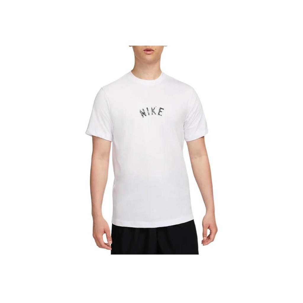 Nike Футболка мужская с круглым вырезом, удобная, дышащая, с коротким рукавом, с принтом логотипа, топы, белая HF5247-100