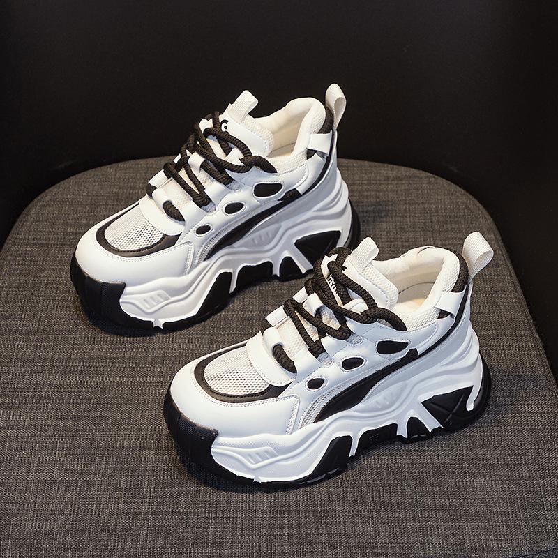 Весна 2025 г. Модные женские туфли Daddy на платформе, увеличивающие рост - повседневная модная спортивная обувь