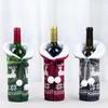 New Christmas Ornaments Plush Knitted Wine Bottle Cover Red Wine Bottle Cap Holiday Home Decoration Wine Cover Set of 3 with Faux Fur Collar
