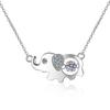 Sterling Elephant Pendant Necklace With Moissanite Stone Delicate Chain Women Animal Jewelry Gift