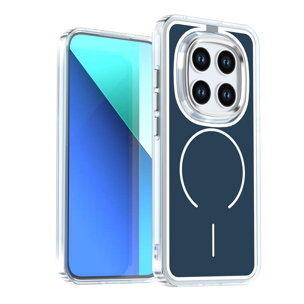 Матовый Чехол-Броня с Цветными Вставками из PC для Xiaomi Redmi Note 15 Pro+ Магнитный Беспроводной Зарядки Металлическая Линза Ударопрочный