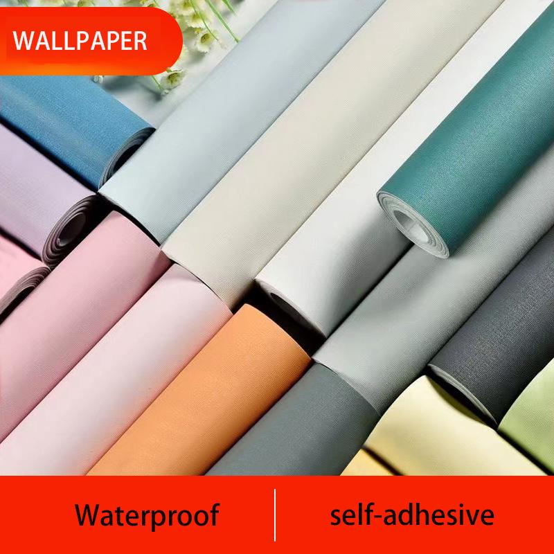 Macaron Solid Color Self-adhesive Wallpaper Stickers Bedroom Living Room Wardrobe Door Decoration Pasted Waterproof Refurbished Wallpaper