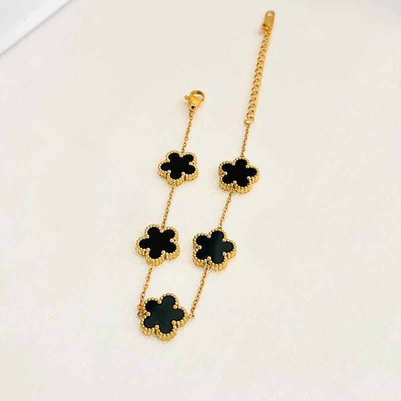 Комплект украшений с цветами из нержавеющей стали, рождественские подарки, роскошные современные модные очаровательные ожерелья, серьги, браслет, ювелирные изделия для женщин