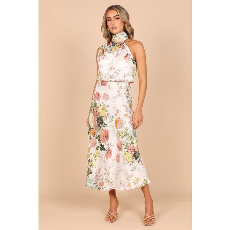 Женское летнее элегантное модное длинное платье сексуальное без рукавов с принтом висячая горловина повседневные платья