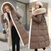 Hooded Down Cotton-Padded Jacket Women Slim Fitting Large Fur Collar Loose Warm Fur Collar Over The Knee Parkas and Thick Coats Female Winter Outwear
