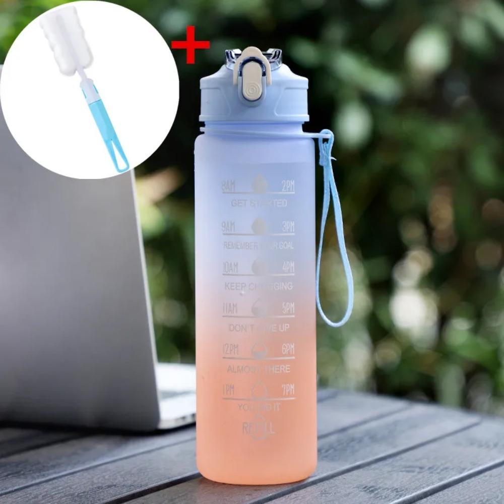 900ML Sports Water Bottle with Time Marker Leak-proof Cup Motivational Portable Water Bottle for Outdoor Sport Fitness BPA Free
