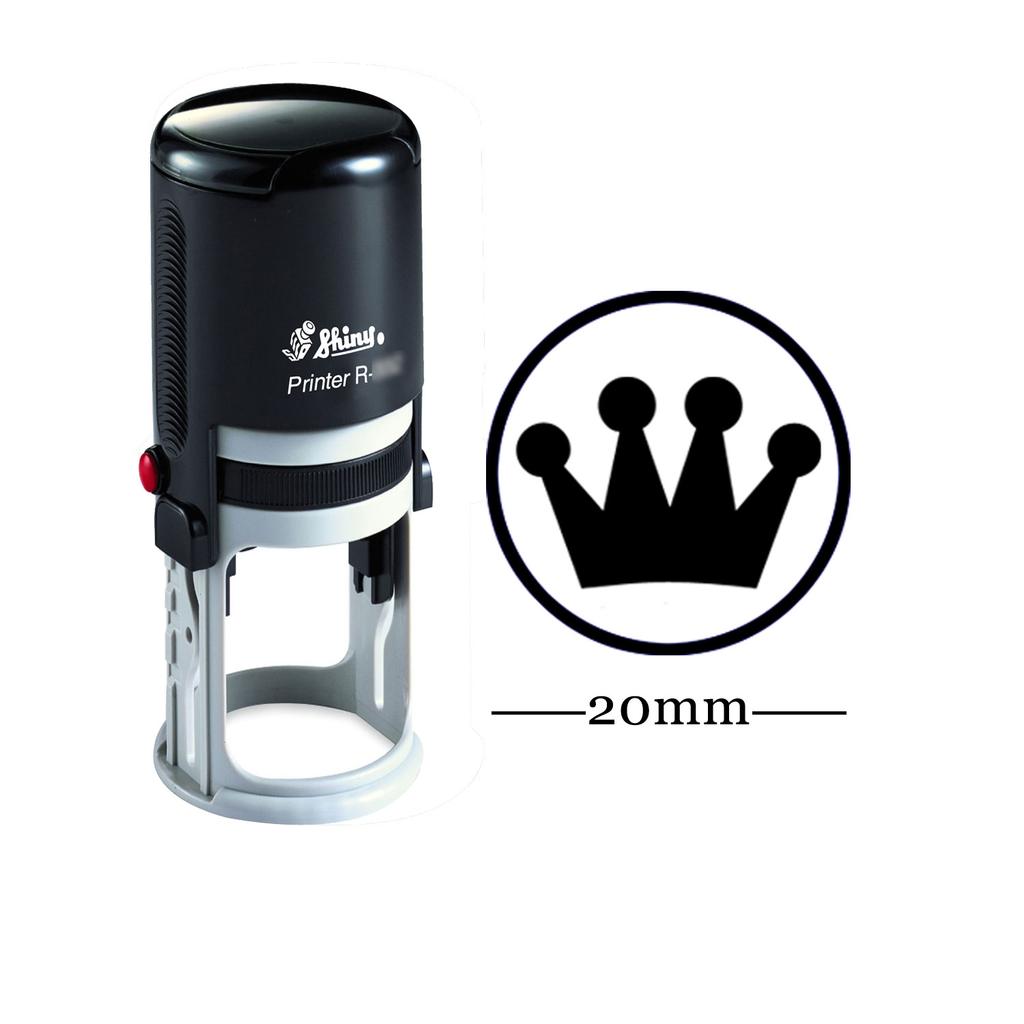 CROWN DESIGN Round Self Inking Kids Teacher Stamp Personalized Custom Shiny 20mm Rubber Mini