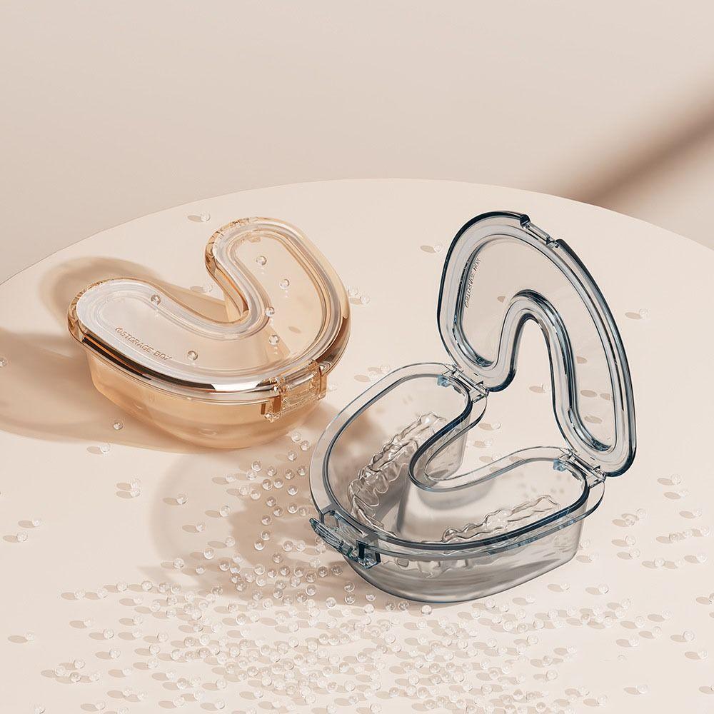 Leak Proof Transparent Denture Box U Shape Denture Storage Container  Tooth Care Tool