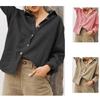 Button Up Shirt Women Vintage Harajuku Streetwear Tunics Sleeve Solid Cotton and Linen Blouse Elegant Oversized Tops Casual Long