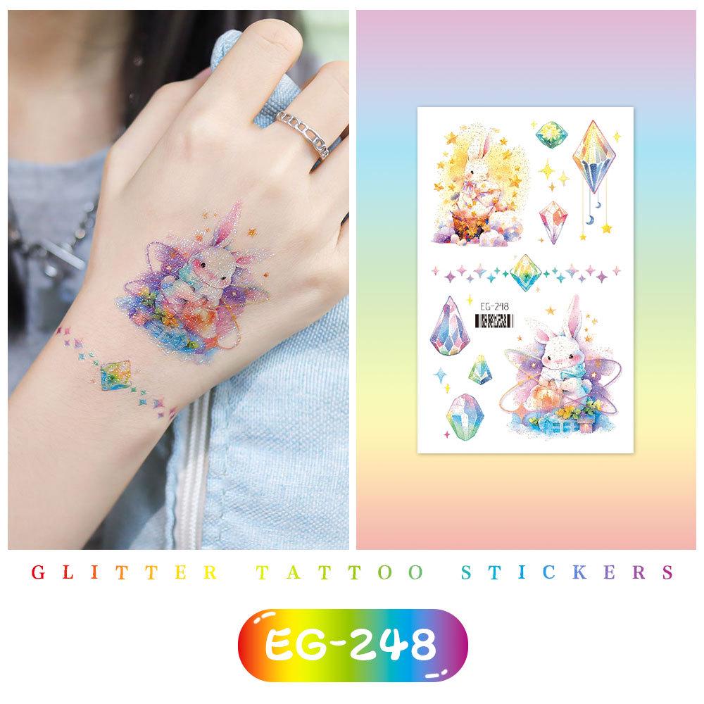 Красочные милые мультяшные животные блестящие татуировки наклейки для детей