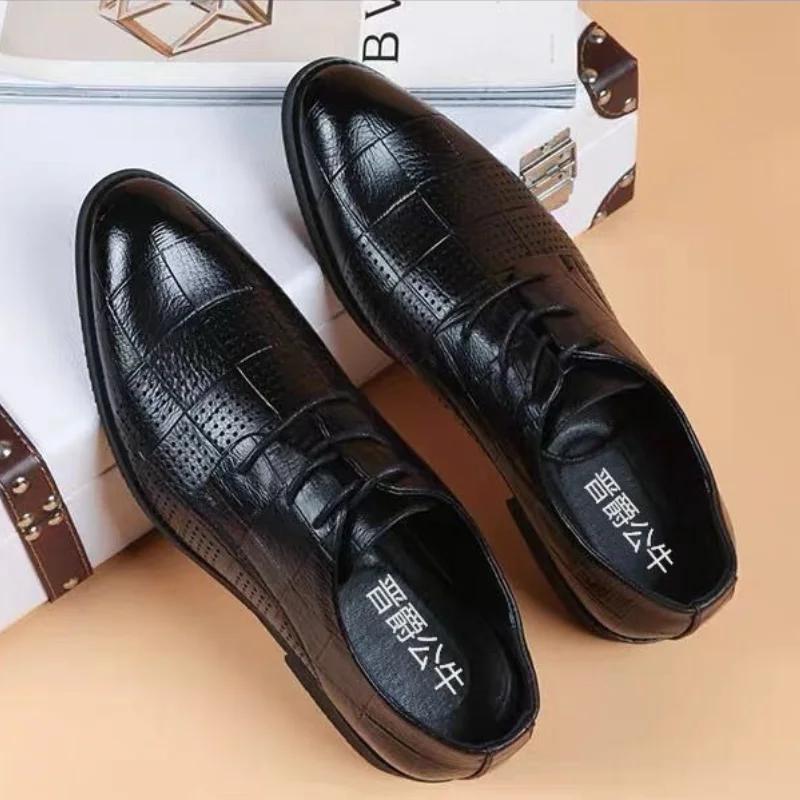 Туфли мужские официальные черные с острым носком офисные туфли для мужчин легальная кожа низкая цена обувь 2024 тренд вечеринка новинка