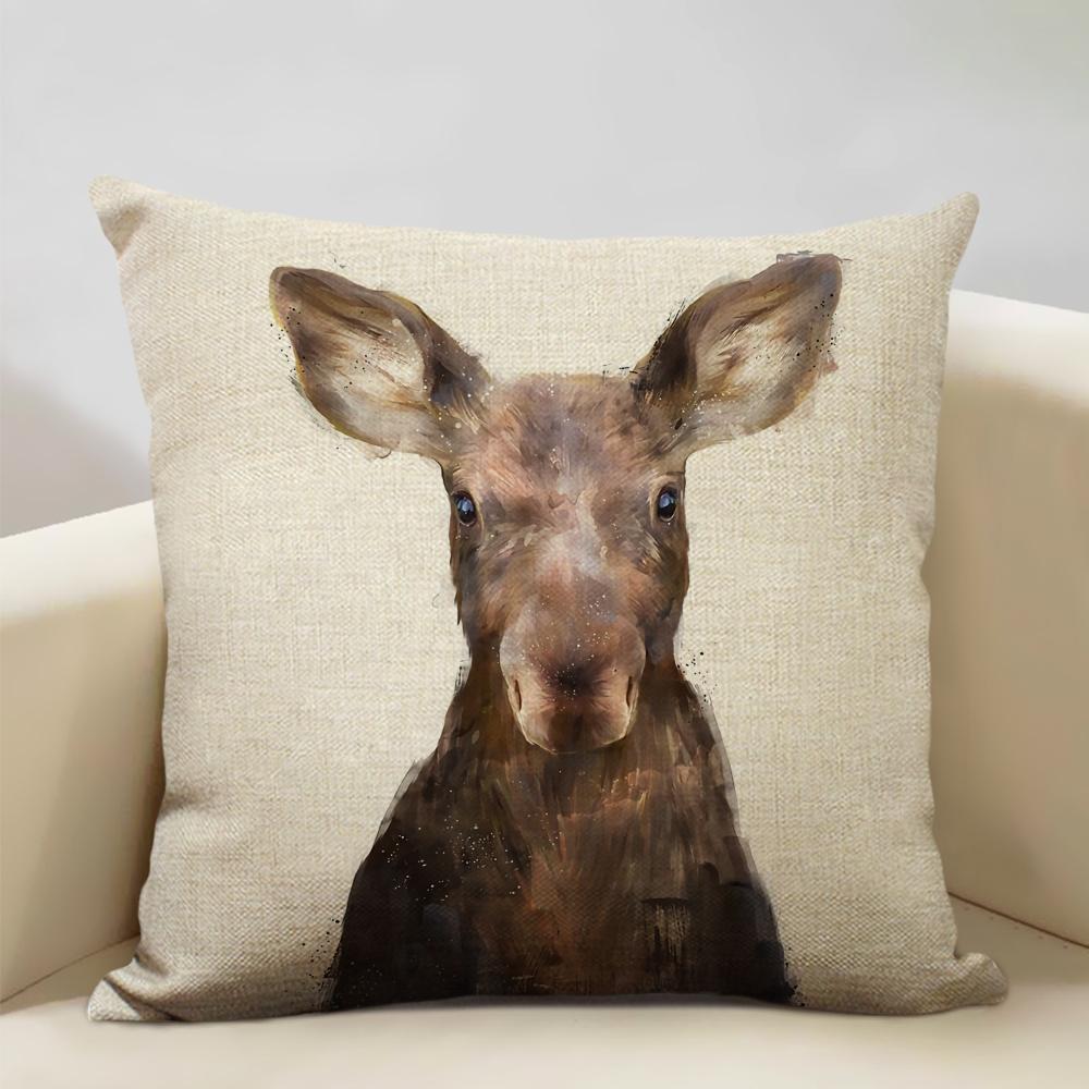 Портрет животного Медведь Лев Тигр Олень Наволочка Декор дома Льняная наволочка 45x45см Наволочка для диванной подушки Детский подарок