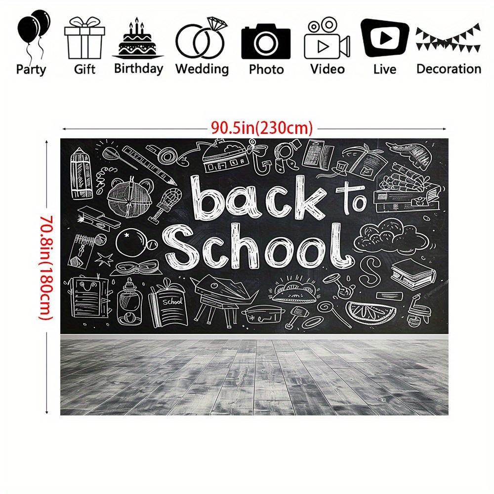 Back to School Blackboard Photo Background - Party, Wedding, Birthday, Live and Decorative Use - Black and White Retro Design