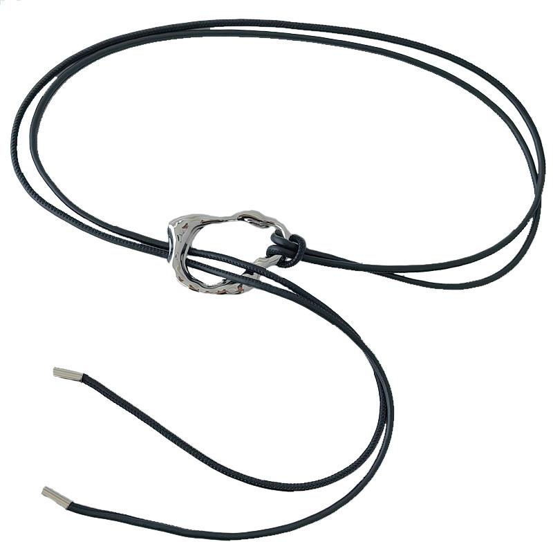 Leather Black Minimalist Dress Belt Alloy Buckle Fine Width Looks Casual