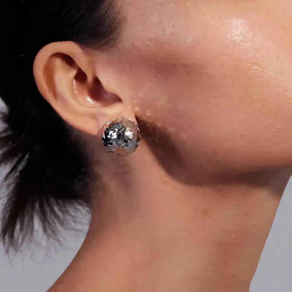 Ретро Серьги-гвоздики "Сфера колотого льда" - Уникальный, Универсальный, Легкий Люксовый Дизайн для Женщин