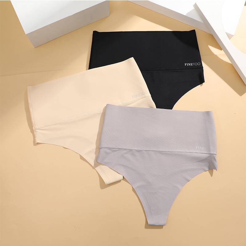 3 шт. Бесшовные трусики-стринги с высокой талией для женщин, черные, для подтягивания живота и бедер, моделирующее фигуру нижнее белье, дышащие женские трусики, большие размеры