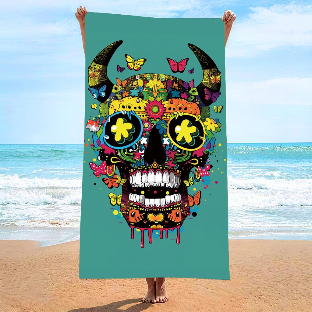 New, Double-sided Velvet Beach Towel Quick-drying Sports Towel Printed Bath Towel