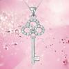 925 Sterling Silver Necklace Women's Key Pendant Diamond Silver Jewelry Fashion Simple Necklace