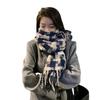 Korean Fashionable Scarves Checkered Fluffy Scarf Winter Windproof Warm Scarves Woman's Versatile Scarves