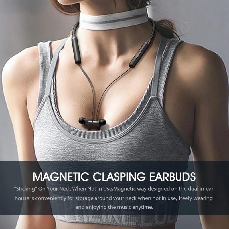 High Quality HE05 Neckband Wireless Headphones Bluetooth 5.0 Dual Stereo Bass HiFi Music with Mic Ipx5 Waterproof Headset