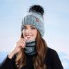 2Pcs/Set Winter Hat Scarf Set Thickened Velvet Lining Colorful Versatile Elastic Fit Knitting Hat Neck Warmer Set