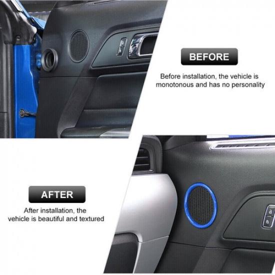 Car Inner Door Speaker Horn Cover Trim 2X For Ford Mustang 2015- Bright Blue