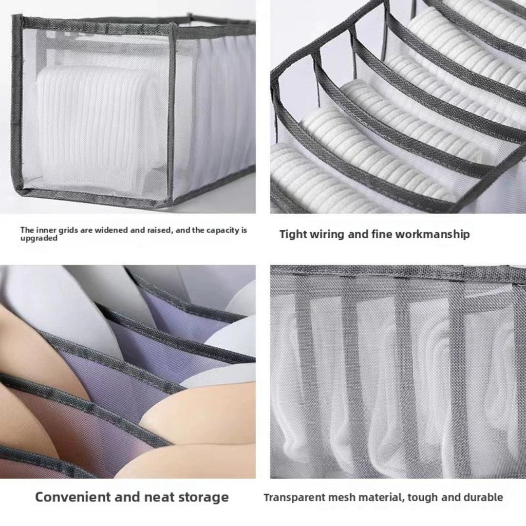 Storage Set, Mesh Divided Underwear Storage Box, Wardrobe Drawer Storage Artifact, Sorting Bag, Socks, Underwear Multi Grid Storage
