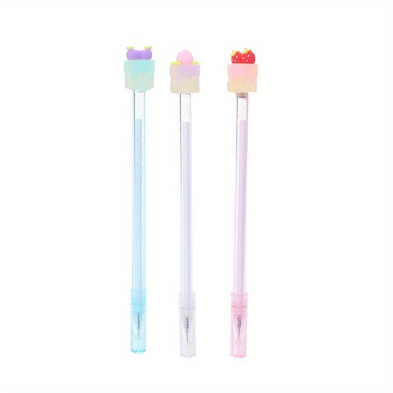 Back To School Season 10pcs 0.5mm Cute Fruit Cake Shape Gel Pen Creative Black Water Pen Gold Powder Transparent Rod Office Signature Pen