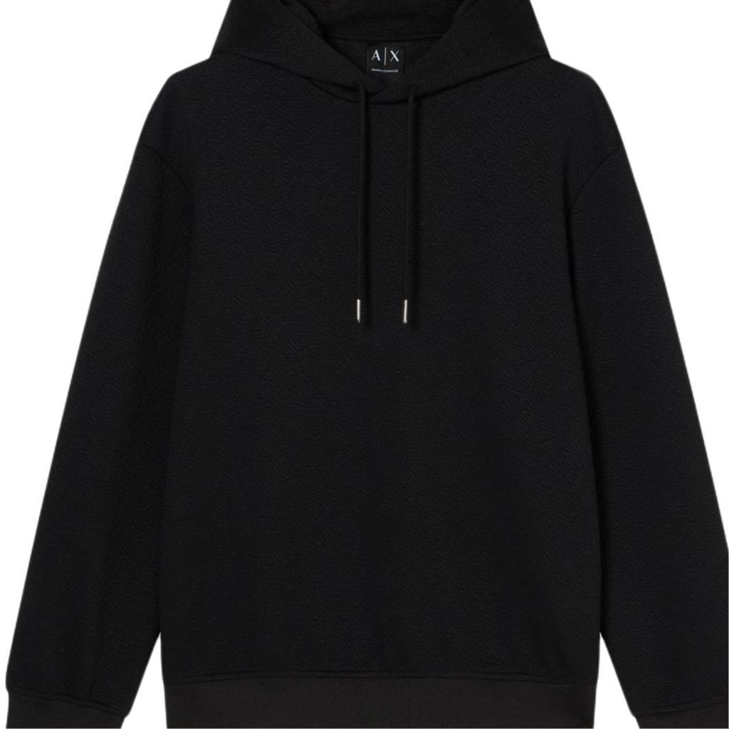 Armani Exchange SS26 Однотонная Толстовка с Длинным Рукавом, На Шнурке, Эластичная, Жаккардовая, Мужская, Худи, XM002344-AF21862-UC001