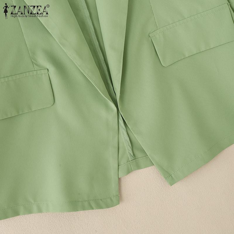 ZANZEA Женская повседневная блузка-кардиган свободного кроя с лацканами и рукавами 3/4