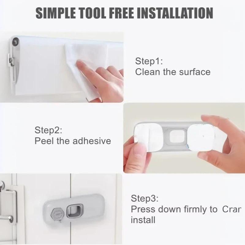 1/3/5Pcs Child Proof Refrigerator Locks Cabinet Lock Fridge Locks For Kids Safety Baby Freezer Door Latches With Adhesive Tape