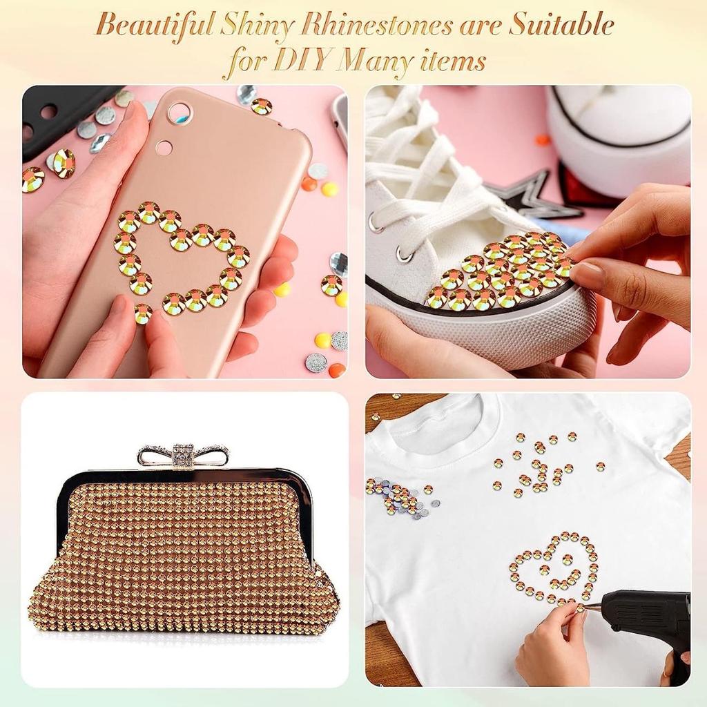 2000 шт. стразы с плоской обратной стороной, 6 размеров (1,4-4,8 мм) Круглые хрустальные стразы для поделок, одежда, обувь, сумки, сделай сам, искусство