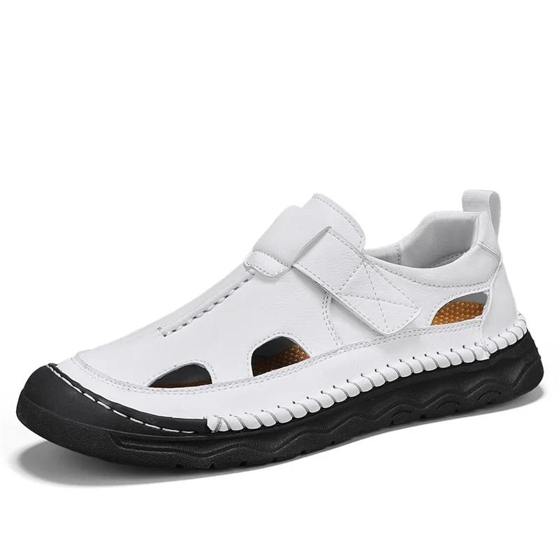 Модные мужские сандалии ручной работы, мягкие новые комфортные сандалии, летняя обувь для улицы, мужские дышащие противоскользящие пляжные повседневные кроссовки, римская обувь