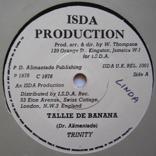 7-дюймовая пластинка TRINITY Tallie De Banana 1001 Isda Production 1978 UK Регги Ска Даб Б/у