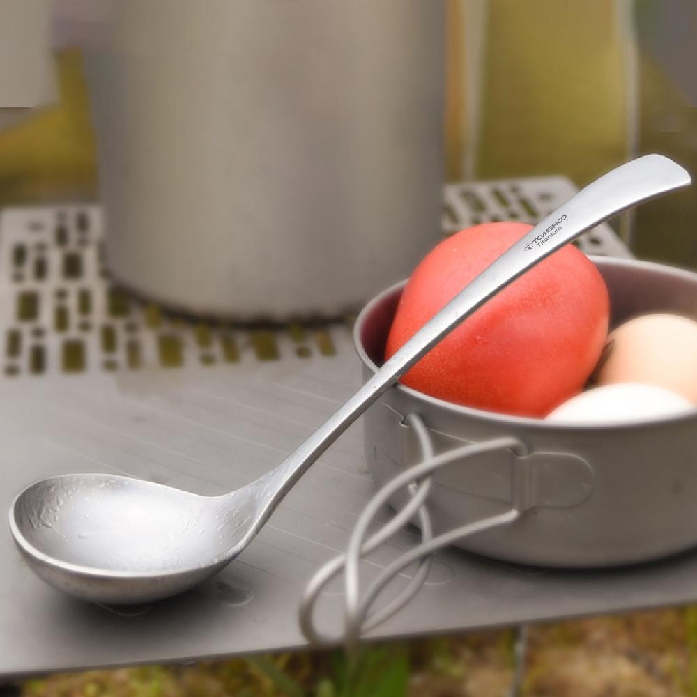 TOMSHOO Суповая ложка из чистого титана с длинной ручкой, бытовая и кемпинговая, на открытом воздухе