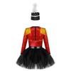 Kids Honour Guard Outfit Tutu Leotard Dress with Feather Hat Back Zipper for Cosplay