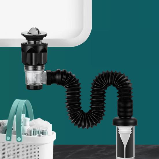 Bathroom Sink Drain Kit with Flexible Expandable P-Trap Leak-Proof Odor Prevention Easy Installation