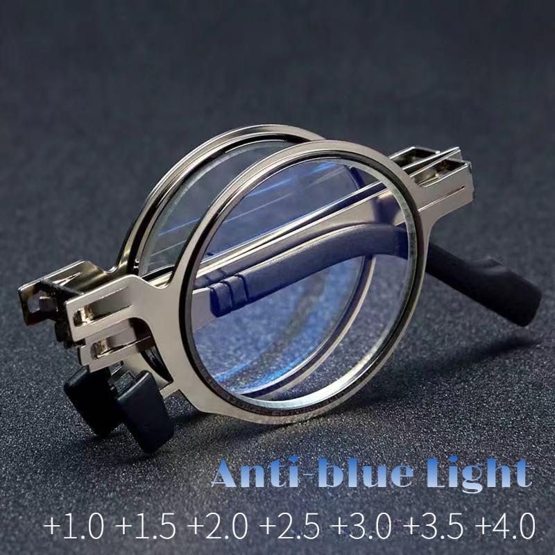 Металлические круглые квадратные портативные складные очки для чтения для женщин и мужчин, очки для защиты от синего света, очки для пресбиопии, диоптрии от +1.0 до +4.0
