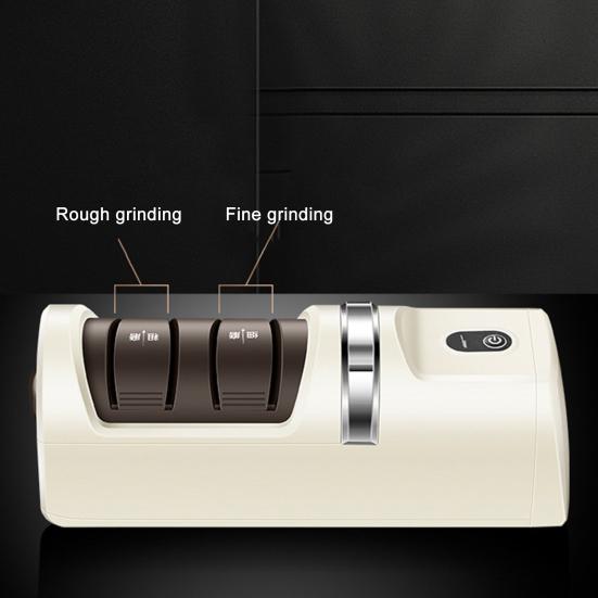 Электрическая точилка для ножей Быстрая заточка Полировка Двусторонняя точилка для ножей Противоскользящая основа Регулировка трех скоростей Бытовая